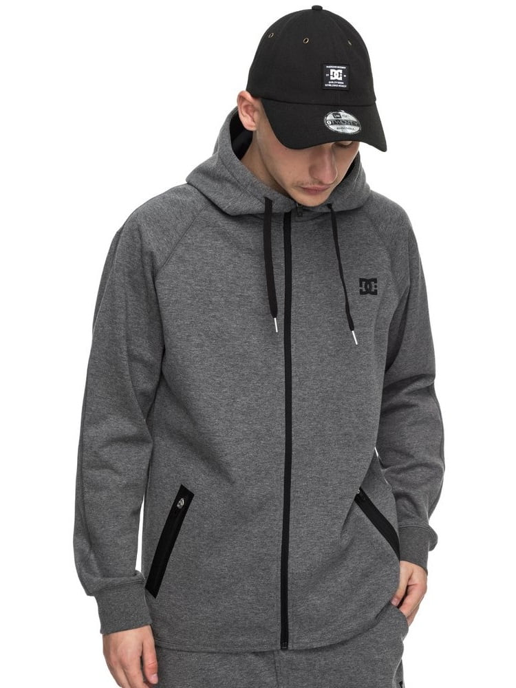 DC Comics DC Men's Woodmoor Technical Zipper Up Hoodie Charcoal