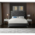 thumbnail image 5 of Meridian Furniture Cruz Solid Wood Tufted Velvet Queen Bed in Gray, 5 of 9
