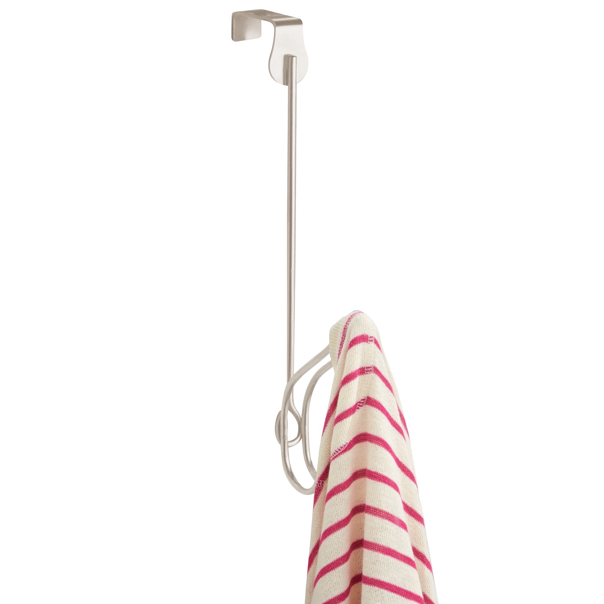 Mainstays Classico Steel Over-the-Door Storage 2 Hook Rack, 4.25" x 0.9" x 10.75", Satin