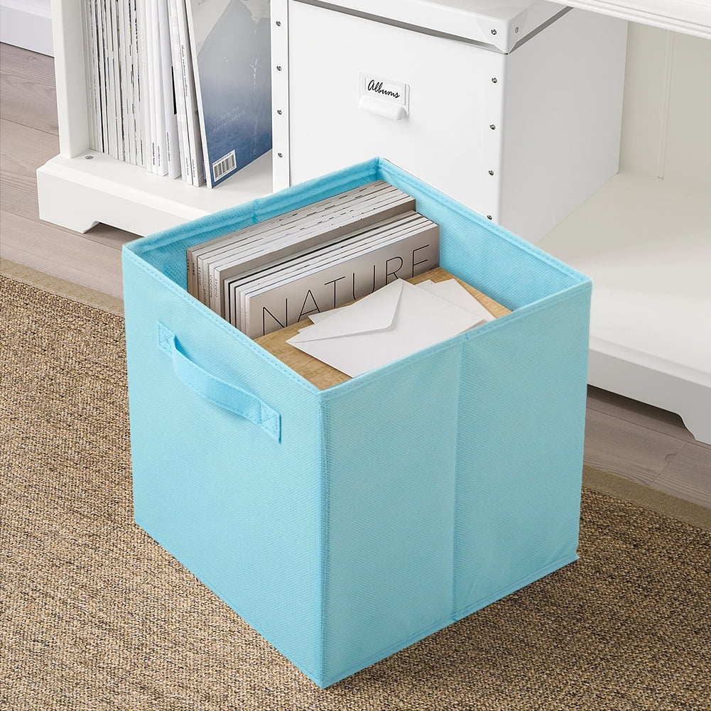 ShellKingdom Collapsible Fabric Cube Storage Bins (10.5" x 10.5"), 6 Pcs Foldable Cloth Organizer Drawer, Blue