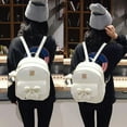 thumbnail image 3 of Backpack for Women, Cute Bowknot Leather Small Backpack 3-Pcs for Ladies, White, 3 of 6