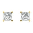 thumbnail image 3 of 14K Solid Gold Screw Back Stud Earrings for Women | 1.5 cttw Princess Cut Simulated Diamond | Yellow Gold, 3 of 5