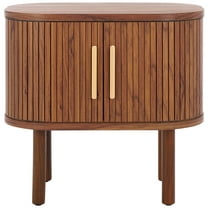 SAFAVIEH Tealla Contemporary Tambour Door Nightstand,Walnut/Gold