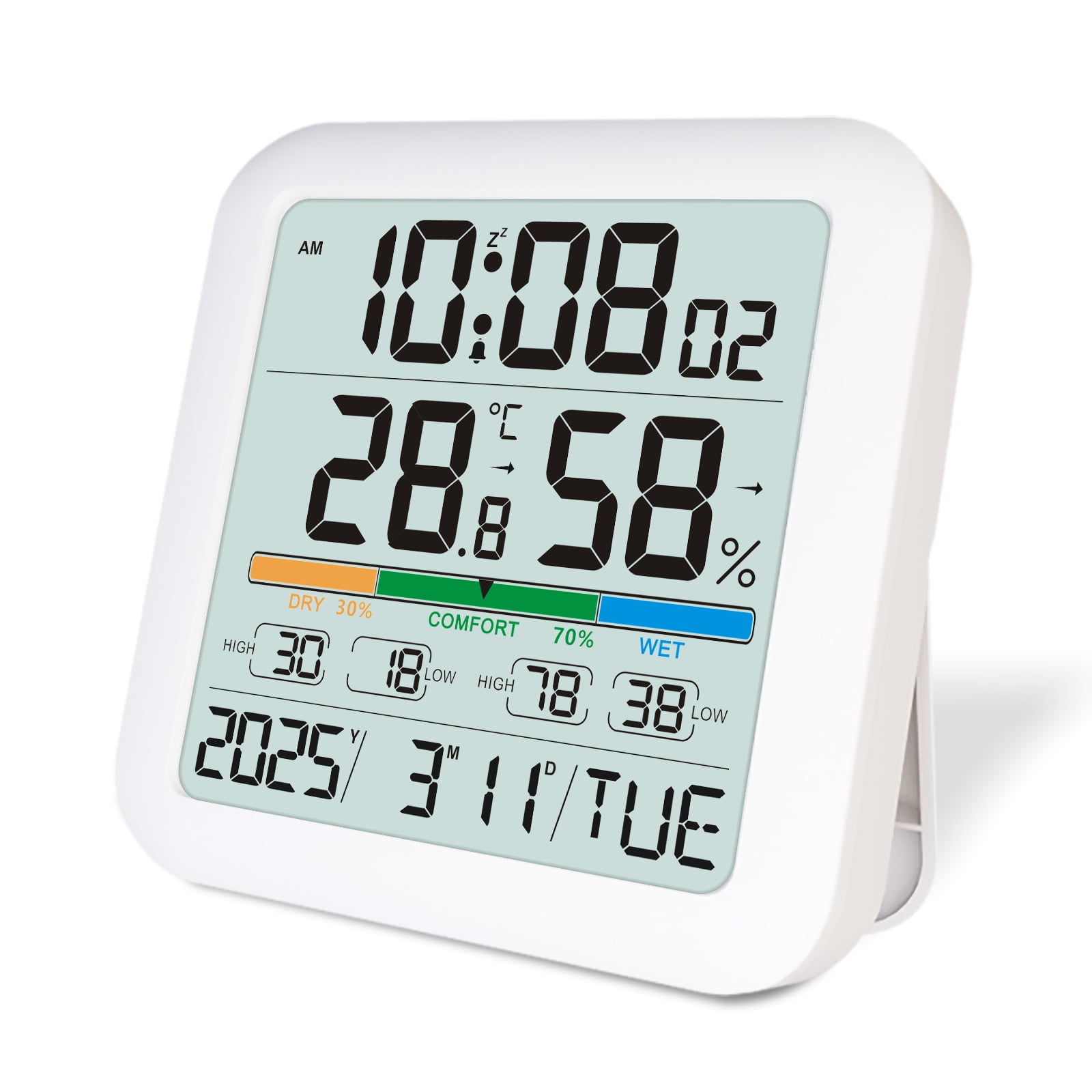 TS-8080 3.42 Inch Large Screen Digital Thermo-Hygrometer Clock