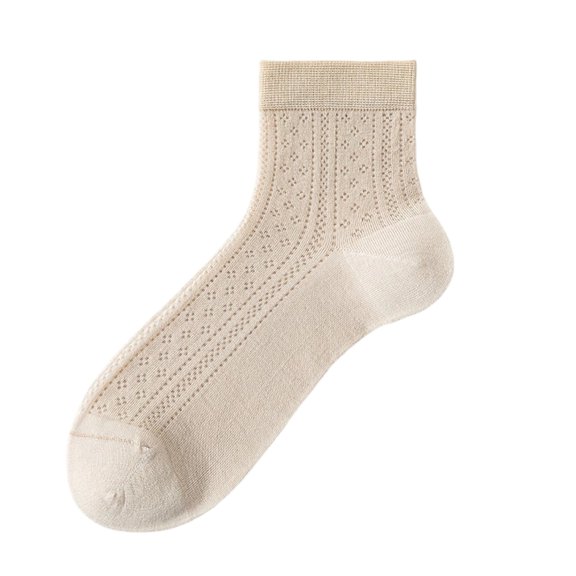 Voska Women's Seamless Mesh Ankle Socks Thin Breathable Moisture Wicking Odor Control Casual Daily Socks Beige One Size