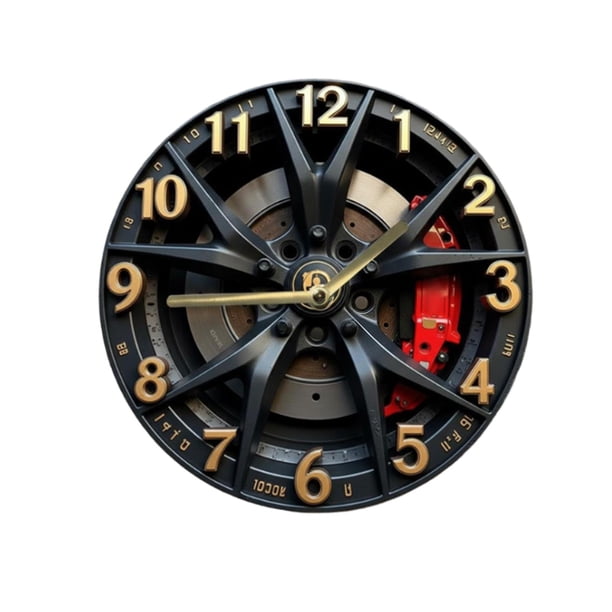 Reloj de pared decorativo con diseño de rueda de coche, elegante y silencioso. 20 centímetros