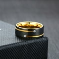 thumbnail image 5 of Yellow Gold Plated AAAAA CZ Tungsten Carbide Mens Ring Men Wedding Band Black Ring for Man, 5 of 7