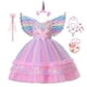 thumbnail image 1 of Vestido de princesa arcoíris Pastel para niñas pequeñas, vestido de fiesta de cumpleaños de noche de boda, disfraz de Cosplay de unicornio para niños Fivean unisex, 1 of 2