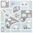 thumbnail image 2 of SAFAVIEH Carousel Kids Roadmap to Home Area Rug, Gray/Light Blue, 4' x 4' Square, 2 of 10
