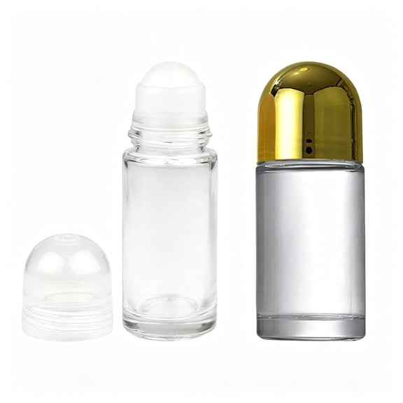 ACDANC 50ml Clear Glass Roll On Bottles, Empty Roller Containers with Plastic Ball, Travel DIY
