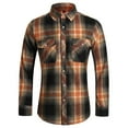 thumbnail image 2 of RongHuan Men's Big and Tall Plaid Shirt Long Sleeve Dress Shirts Button Down Cotton Tshirt Lapel Tops with Pockets, 2 of 6
