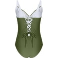 thumbnail image 5 of Women Slimming Tummy Control One Piece Swimsuits V Neck Crisscross Back Bathing Suit Army Green L, 5 of 6