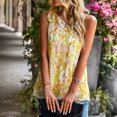 thumbnail image 3 of Nudo de corbata un hombro ruffle camisa suelta casual a line Flowy impresión floral blusa sin mangas para el verano amarillo S, 3 of 6