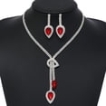 thumbnail image 3 of Yoyauz Bridal Jewelry Set Silver Crystal Wedding Necklace Earrings Bridal Drop Pendant Ladies & Bridesmaids Accessories (3 Pieces Set - 2 Earrings & 1 Necklace), 3 of 5