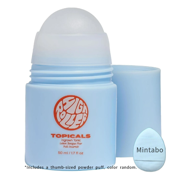 Topicals High Roller Serum for Ingrown Hairs - Vegan Roll-on Tonic with Salicylic Acid, Glycolic Acid, Soothes Skin, Cruelty-Free, 1.7 Fl Oz, (Includes 1 thumb powder puff)Makeup Organizers