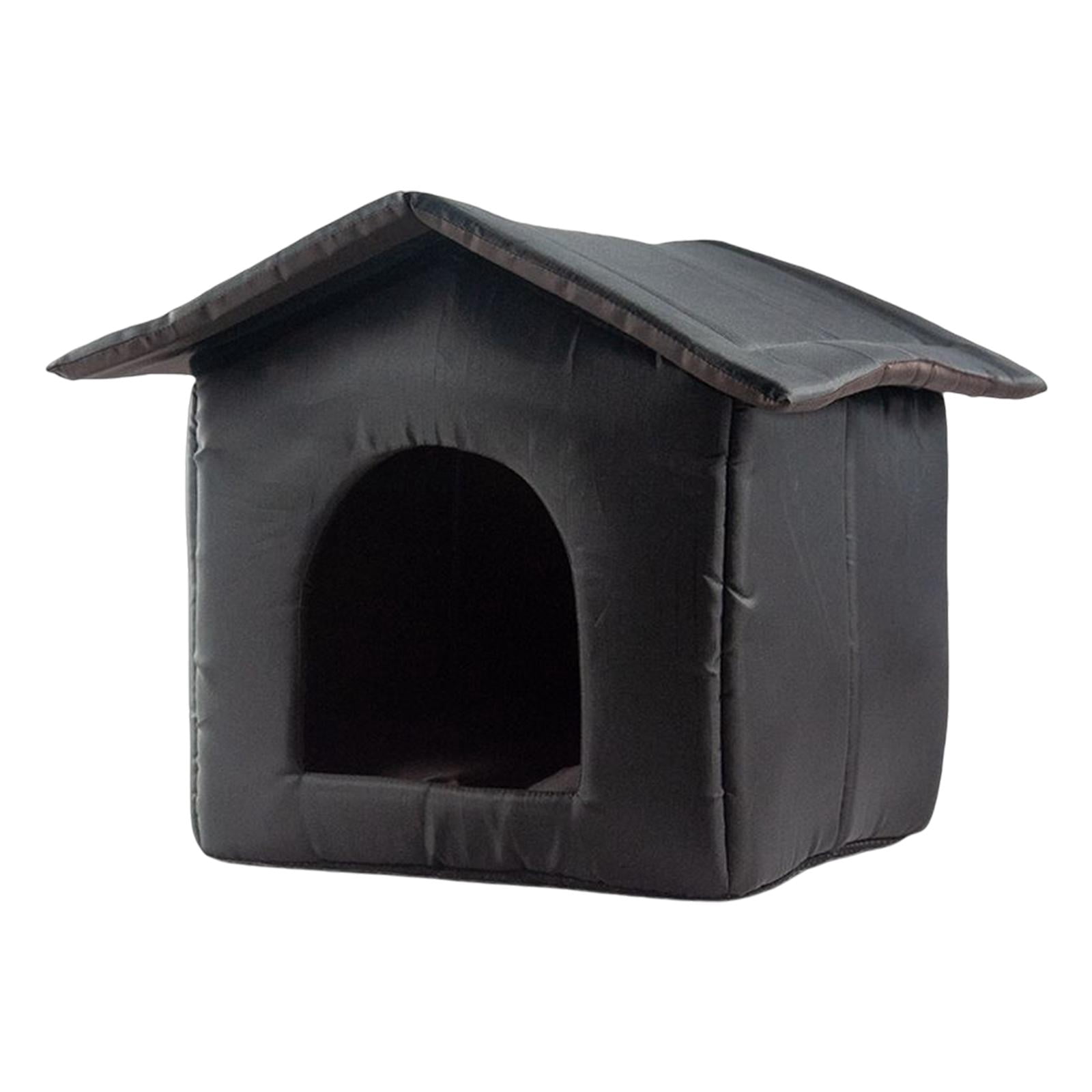 Cat Houses for Outdoor Cats, Kitty Shelter Foldable Feral Pet Kennel Cave House Stray Cats Shelter Small Cat Dog Tent Cabin , Black