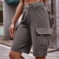 thumbnail image 5 of Ounisa Women's Casual Loose Fit Multi-Pockets Twill Bermuda Cargo Shorts Y2K Baggy Knee Length Shorts Grunge Techwear, 5 of 6