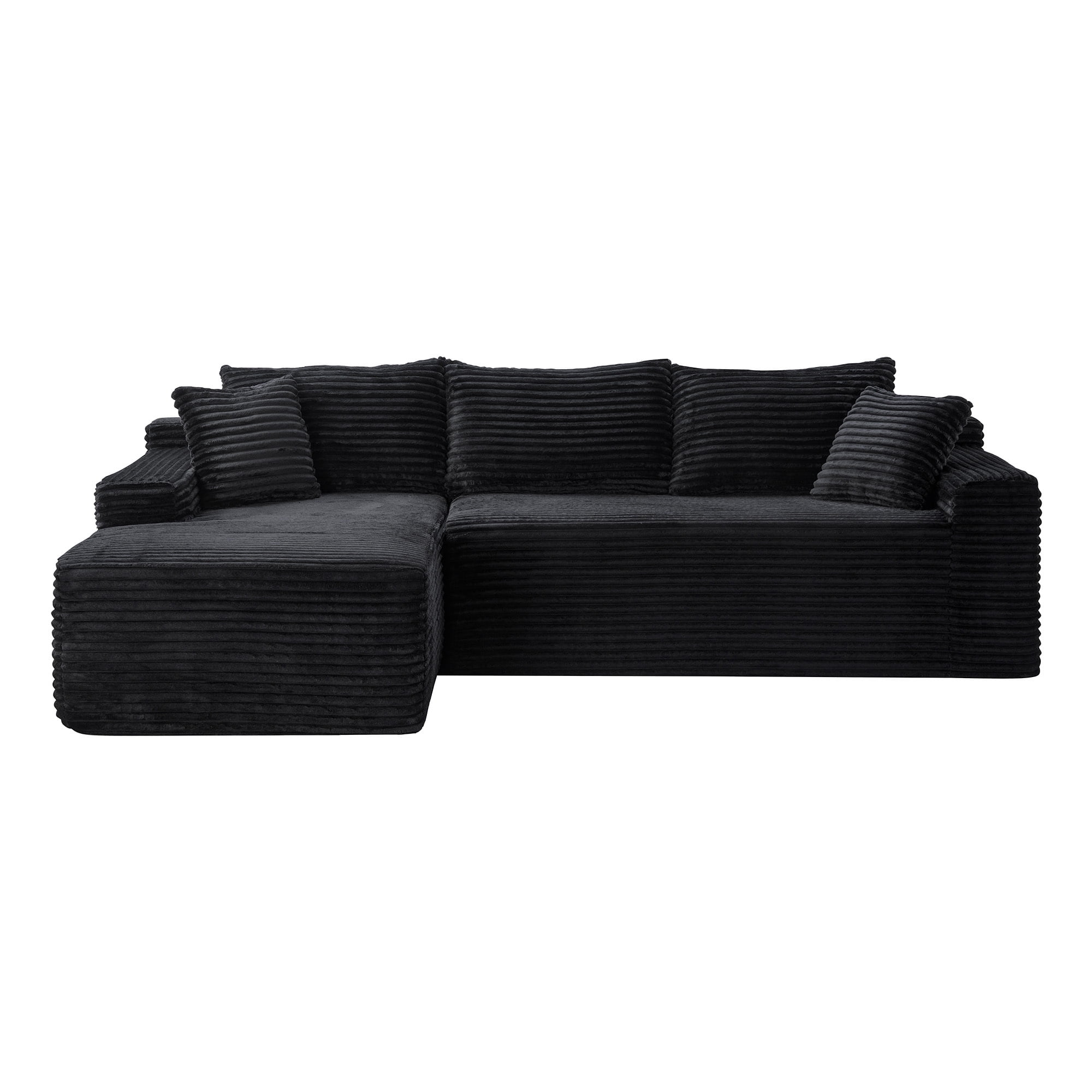 Leumius 106.3" Cloud Modular Sectional Sofa Couch with L-Shape Chaise,Modern Minimalist Upholstered Couches for Living Room Bedroom No Assembly Required Black-L