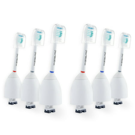 6 Sonic Replacment Toothbrush Heads Compatible with Philips Sonicare E-series Elite, Essence, Advance, CleanCare, Xtreme, HX7022, HX7023, (Best E Hookah Head)