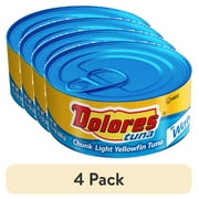 (4 pack) Dolores Tuna in Water, Chunk Light Yellowfin Tuna in Water, 10.4 oz Aluminum Can