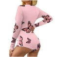 thumbnail image 4 of Lovskoo 2024 Onesie Pajamas for Women One Piece Valentine'S Day Print V Neck Long Sleeve Bodysuit Sleepwear Pajamas Rompers Overall Sleepwear Pink, 4 of 7