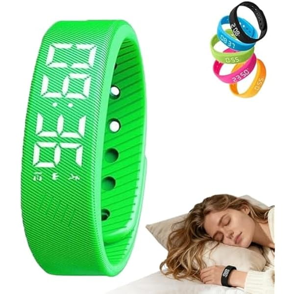 wonima02 Fitsleeps Alarm Clock Watch, Wearable Vibrating Alarm Wristband, Shock Activity Tracker, Rechargeable Pill Reminder, Silent Wrist Clock, Watch with Timer, Without Disturbing Partner