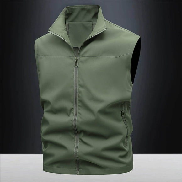 Men's Sleeveless Work Vest with Zippered Pockets for Outdoor Activities and Casual Wear - Lightweight and Practical for All Seasons