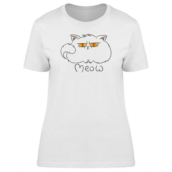 Funny Grumpy Kittie Meow Word T-Shirt Women -Image by Shutterstock, Female Large