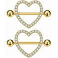 thumbnail image 3 of 14G Rhinestone Heart Nipple Rings for Women Shiny Cubic Zirconia Hollow Love Heart Nipplerings Barbell Nipple Piercing Nipple Shield Rings Body Piercing Jewelry, 3 of 6