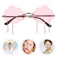 thumbnail image 3 of Rimless Sunglasses Cloud Shaped Glasses with Tassel Drops Fashion Accessory, 3 of 7