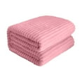 thumbnail image 2 of Soft Blanket Fuzzy Blanket Super Soft Fleece Throw Blanket Twin, Fuzzy Plush Flannel Throw, Warm Cozy Ribbed Microfiber Blanket for Sofa Couch Bed, Lightweight Striped Blanket, 40" x 60" Pink, 2 of 6