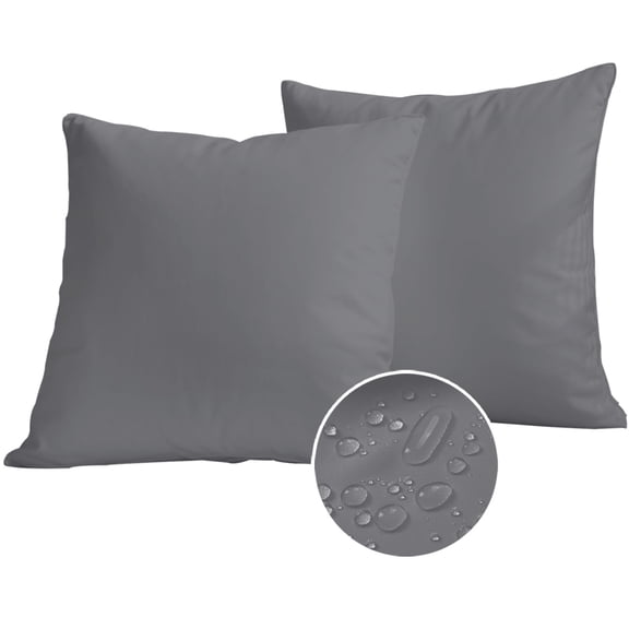Grey Pure Color Outdoor Pillow Covers 20x20 Set of 2,Waterproof Patio Throw Pillowcase Protectors,Aesthetics Contemporary Luxury Square Decorative Pillow Shams Cushion Covers for Seat Bed Couch Sofa