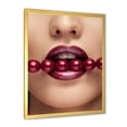 thumbnail image 2 of Designart 'Girl With Red Pearls In Mouth In A Sensual Pose' Modern Framed Art Print, 2 of 4