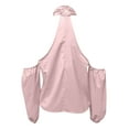 thumbnail image 4 of IROINNID Deals Polyester Long Sleeve T Shirt for Women Comfy Backless Solid Color Shirt Strapless Tops,Pink, 4 of 6