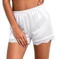 thumbnail image 2 of Womens Slip Shorts for under Dresses Elastic Waist Lace Trim Satin Bloomers Pettipants Culottes Slip Skirt, 2 of 9