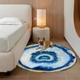 thumbnail image 3 of Blue Abstract Marble Round Area Rug 3.3 FT, Non Slip Small Entryway Kitchen Mat, Modern Abstract Art Washable Soft Circular Rug Non-Shedding Door Mat for Bathroom Playroom Kids Room, 3 of 9