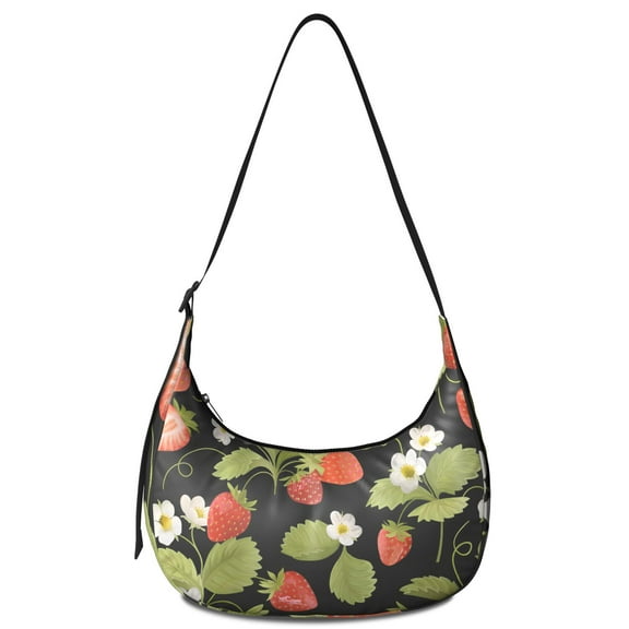 Strawberry Crossbody Bag for Women Adjustable Strap Lightweight Nylon Cute Red Sweet Kawaii Fruity Strawberry Lover I Love Strawberries Fruit Small Purse Travel