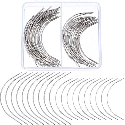 JFFX 50 Pieces C Curved Wig Making Pins,Hair Weave Needles for Wig Making,Blocking Knitting,Modelling and Crafts 