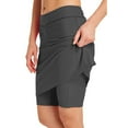 thumbnail image 4 of SnnmBlm Women Swim Skirt with Legging Sun Protective 50+ Swimming Tight Skort Capris Dark Gray 2XL, 4 of 6