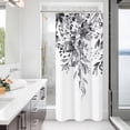 thumbnail image 1 of Cortina de ducha de 36 x 72 pulgadas, cortina de ducha floral en blanco y negro para baño, cortina de ducha de tela estrecha con hojas de eucalipto y plantas de acuarela para decoración de baño,, 1 of 1