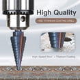 thumbnail image 4 of Carevas 50 Sizes HSS Step Drill Bit Set with Automatic Center Punch and Aluminum Case Multiple Hole Titanium Straight Grooved Step Drill for Metal Wood Sheet (5pcs), 4 of 7
