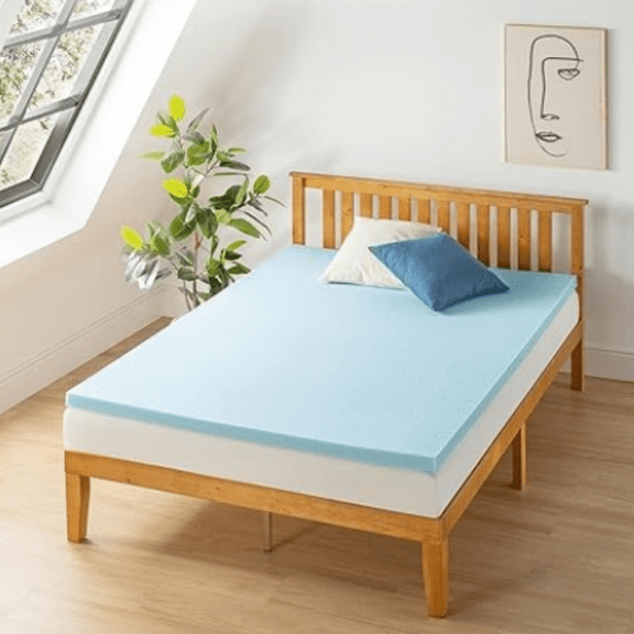Mattress 1.5 Inch Ventilated Memory Foam Mattress Topper, Cooling Gel Infusion, Certified, Dorm Essentials, Queen