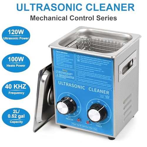 Kendal Commercial Grade 120watts 2L Ultrasonic Cleaner 40kHz with Knobs Timer&Heater Cleaning Machine, for Watch Instruments Industrial Parts Excellent Cleaner Solution