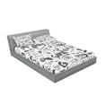thumbnail image 2 of Ambesonne Video Games Fitted Sheet & Pillow Sham Set, Sketch Style Gaming, Full, Black White, 2 of 2