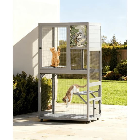 COZIWOW Catio on Wheels for Patio, Outdoor Cat Enclosure Window Access