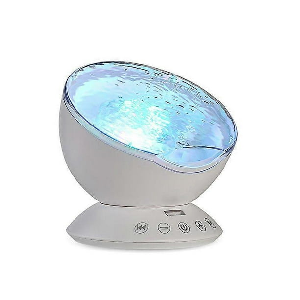 Remote control ocean light led atmosphere light bedside USB colorful wave master water ripple music projection light, white