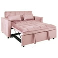 thumbnail image 4 of Convertible Sofa Bed, 3-in-1 Pull-Out Sleeper Loveseat with Adjustable Reclining Backrest & Storage Ottoman, Space-Saving Design for Living Rooms & Small Spaces, Soft Pink Sofa, 4 of 9