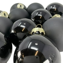 2 Inch Shiny & Matte Black Glass Christmas Ball Ornaments 12 Piece Set