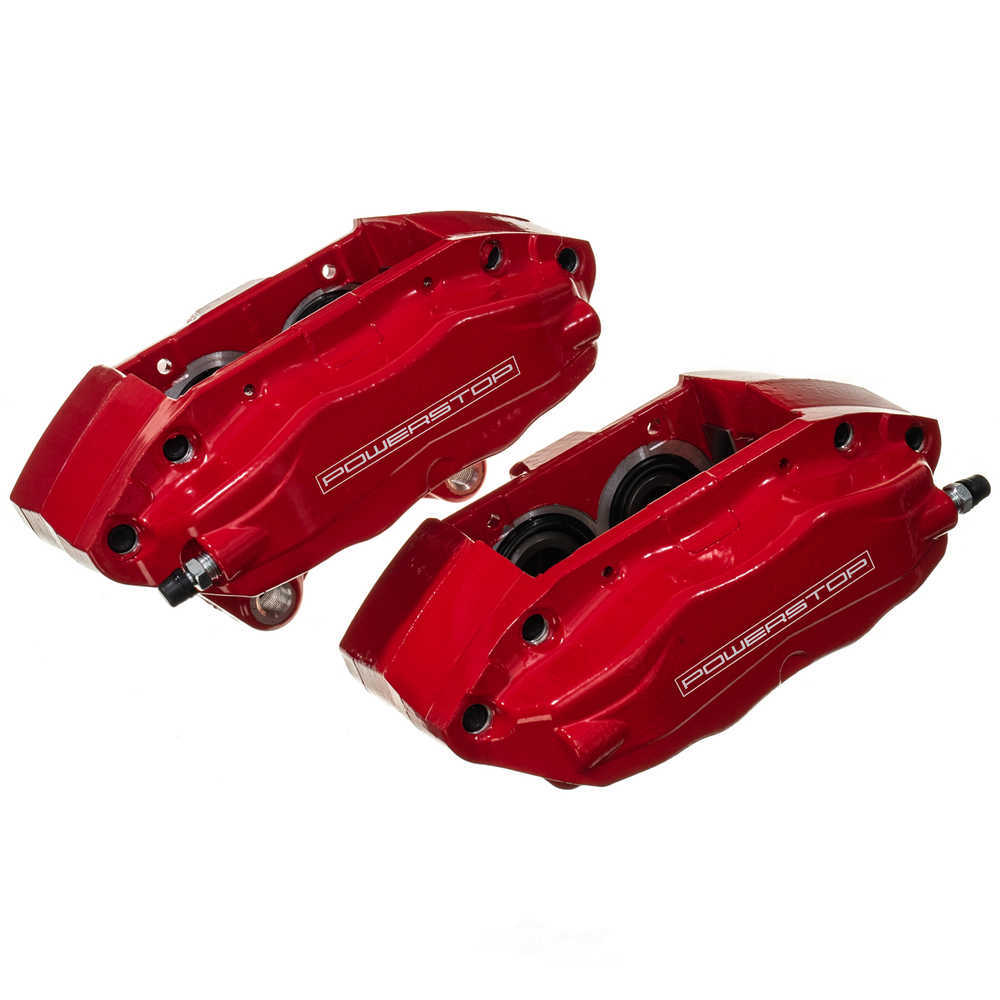 PowerStop S3858 Powder Coated Brake Caliper Pair - Front Red