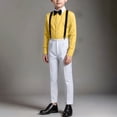 thumbnail image 4 of Samdudou Boys 2 Piece Formal Outfit Long Sleeve Button Down Shirt and Adjustable Suspenders Trousers Pants Set Gentleman Suit Wedding Guest Dress for Party and Speech, 4 of 6
